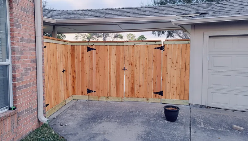 Cedar fence with custom gate — Forged Fence & Deck