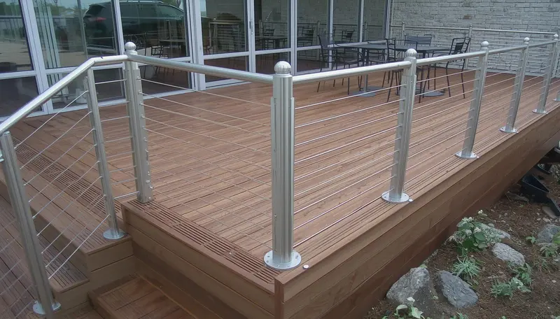 Commercial deck with stainless steel railing near me — Houston