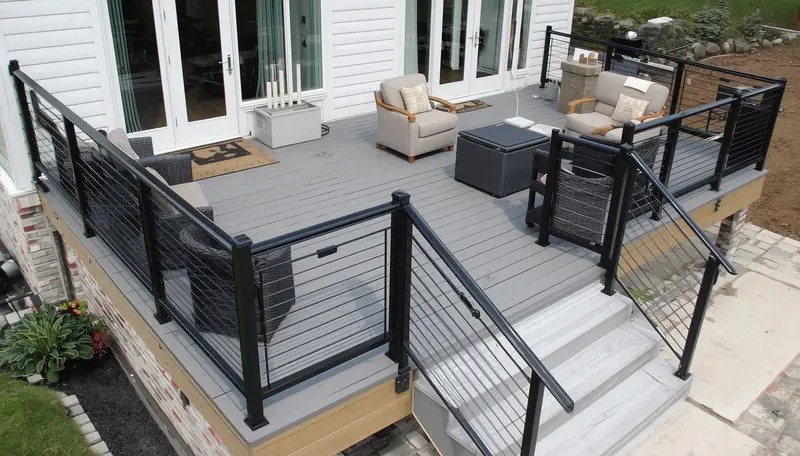 Composite deck with cable railing