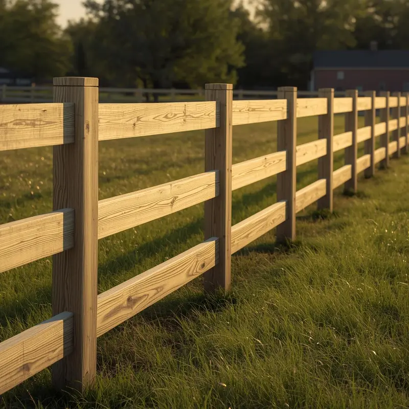 Ranch fence near me — wood rail fence at golden hour Texas