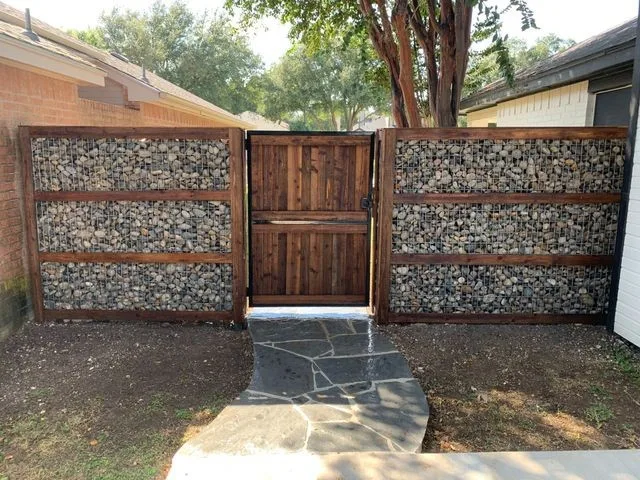 Gabion Stone & Wood Custom Gate