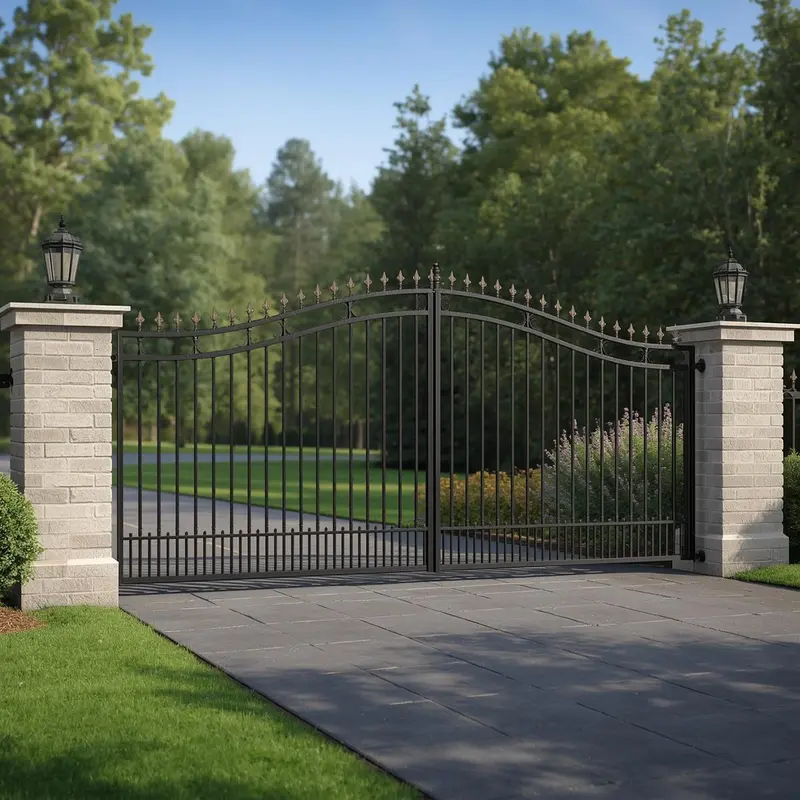Wrought iron driveway gate installation